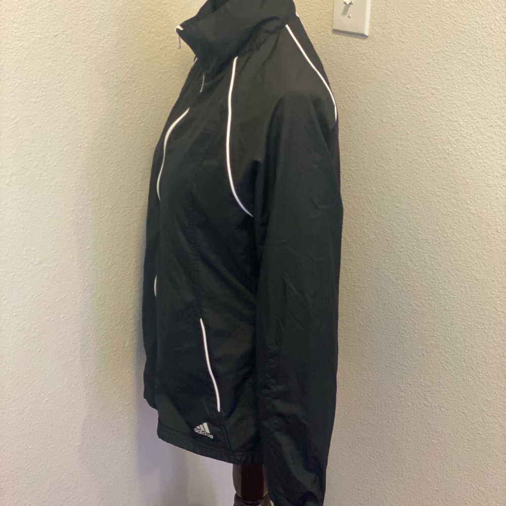 2 FOR $20 Adidas Climaproof Black Windbreaker Jacket White Stripe Size M $60 - Picture 2 of 4